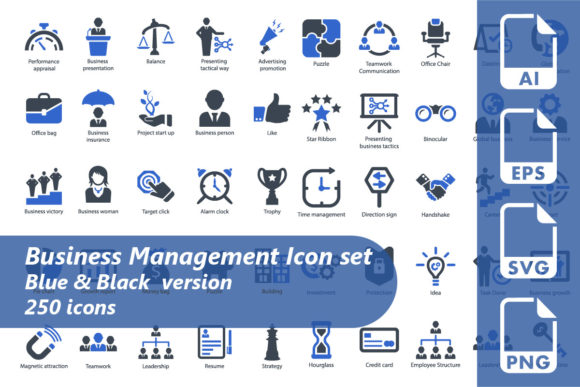 Business Management Icon Set: Graphics for Real Local Brands